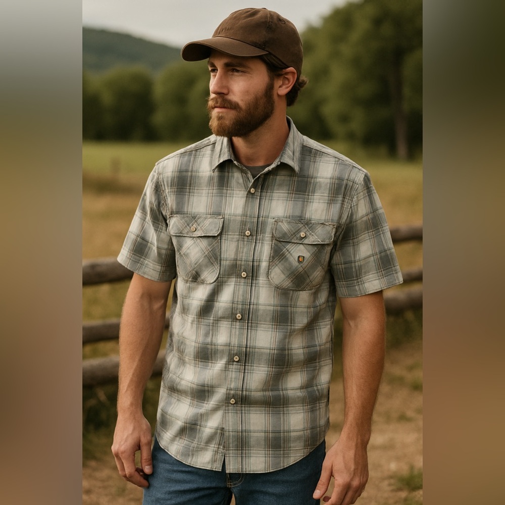 Carhartt Plaid Short‎ Sleeve Button-Up Shirt | Size L Regular Workwear Casual